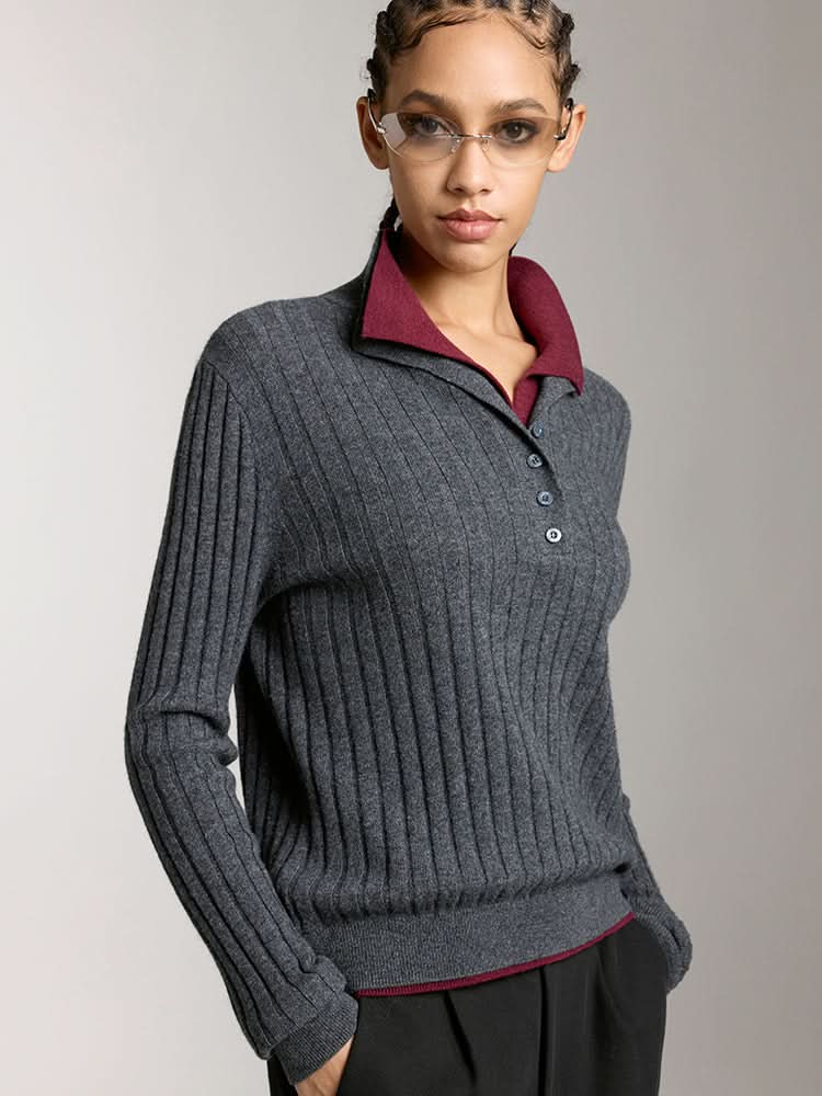 Miss Sixty COLOUR CONTRAST KNIT TOP HEATHER GREY