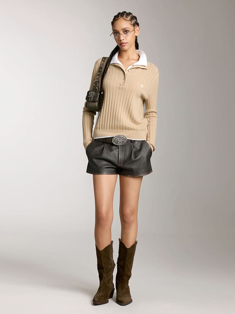 Miss Sixty COLOUR CONTRAST KNIT TOP KHAKI