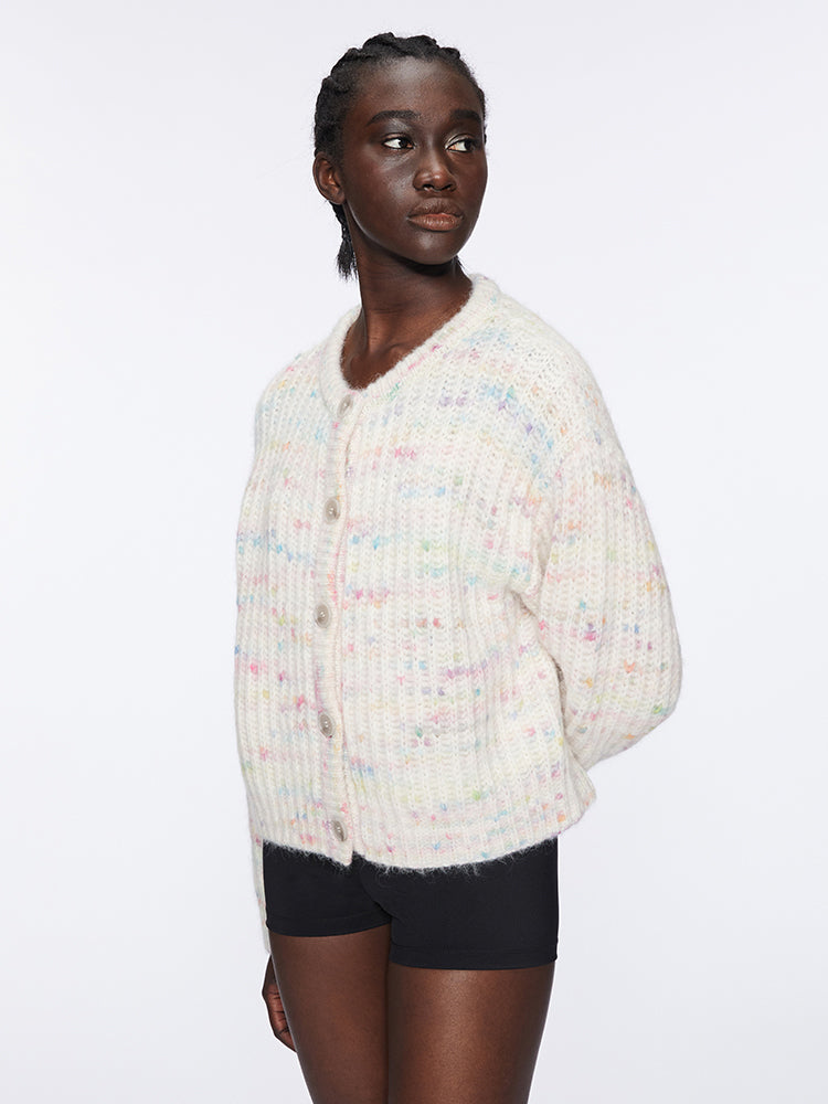 miss sixty COLOURFUL DOTTED CARDIGAN WHITE