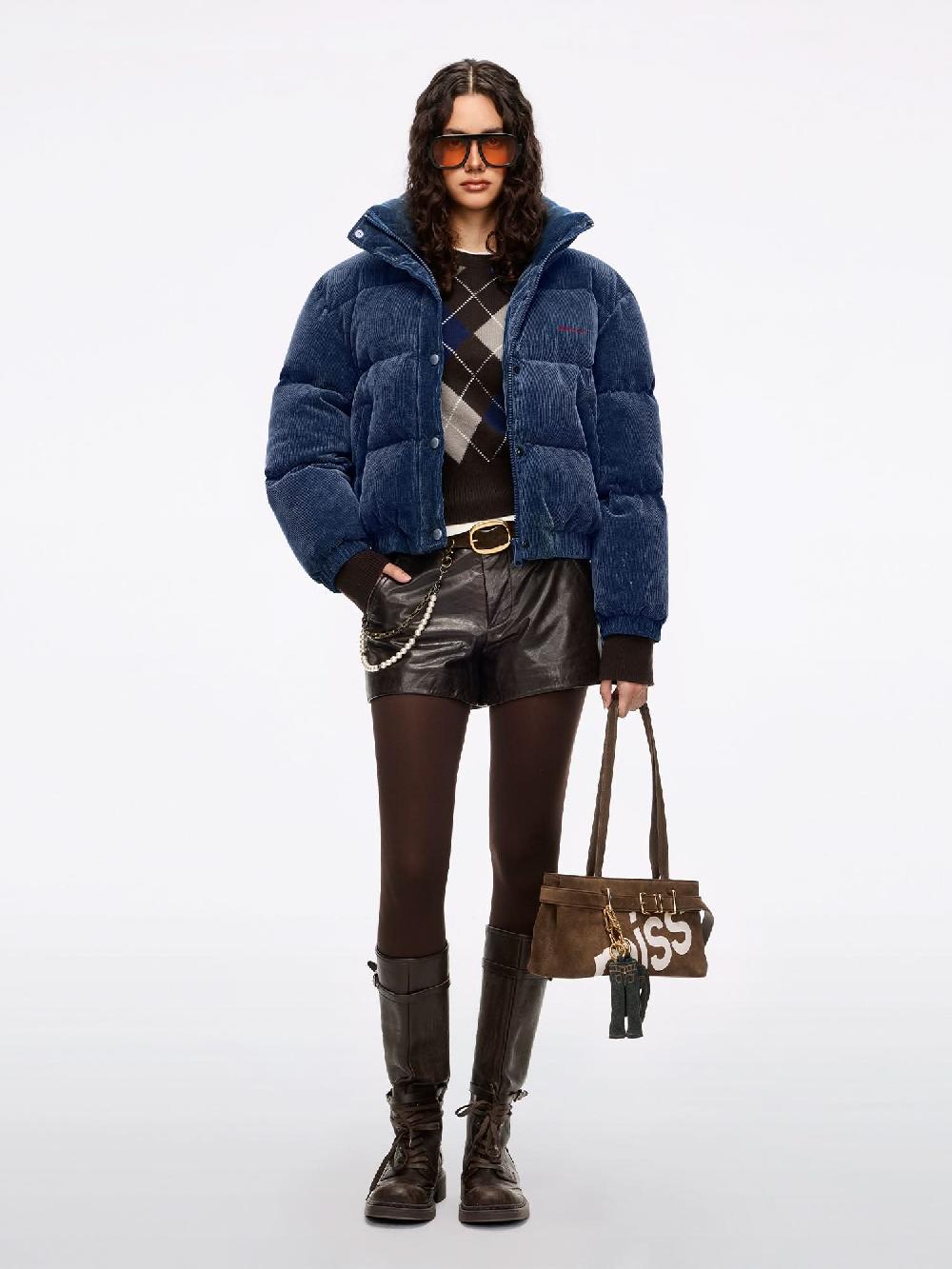 Miss Sixty CORDUROY DENIM PUFFER JACKET DEEP BLUE