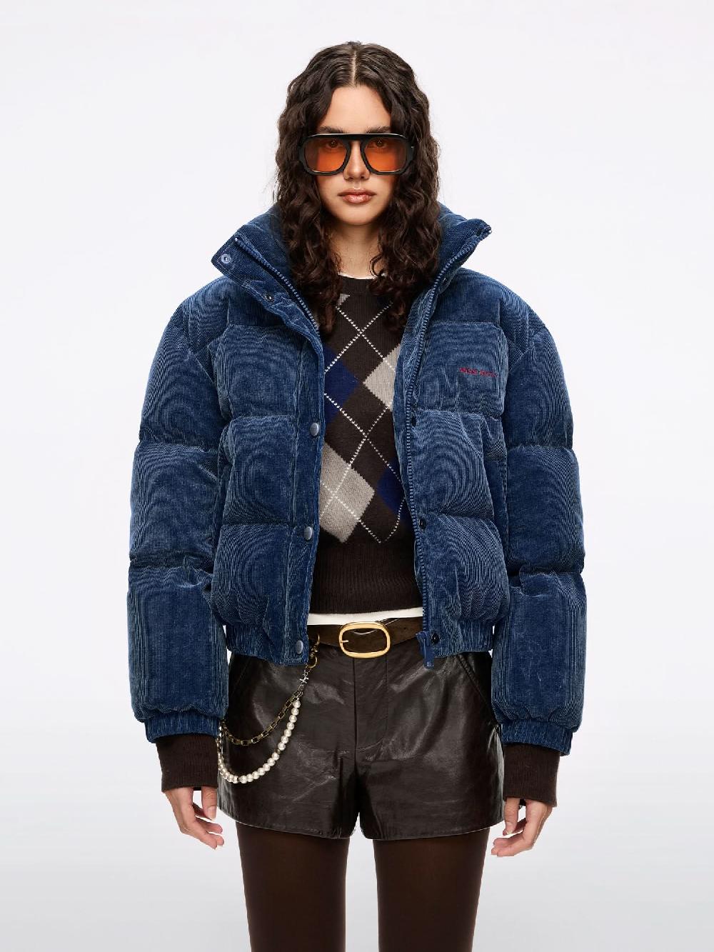 miss sixty CORDUROY DENIM PUFFER JACKET DEEP BLUE