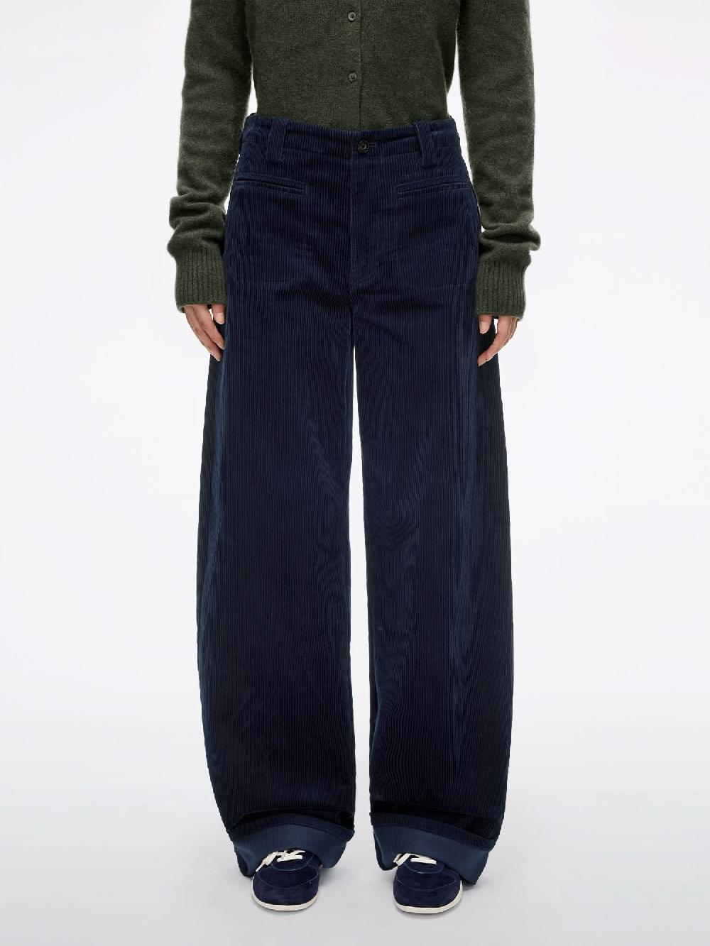 miss sixty CORDUROY STRAIGHT-LEG PANTS DEEP BLUE