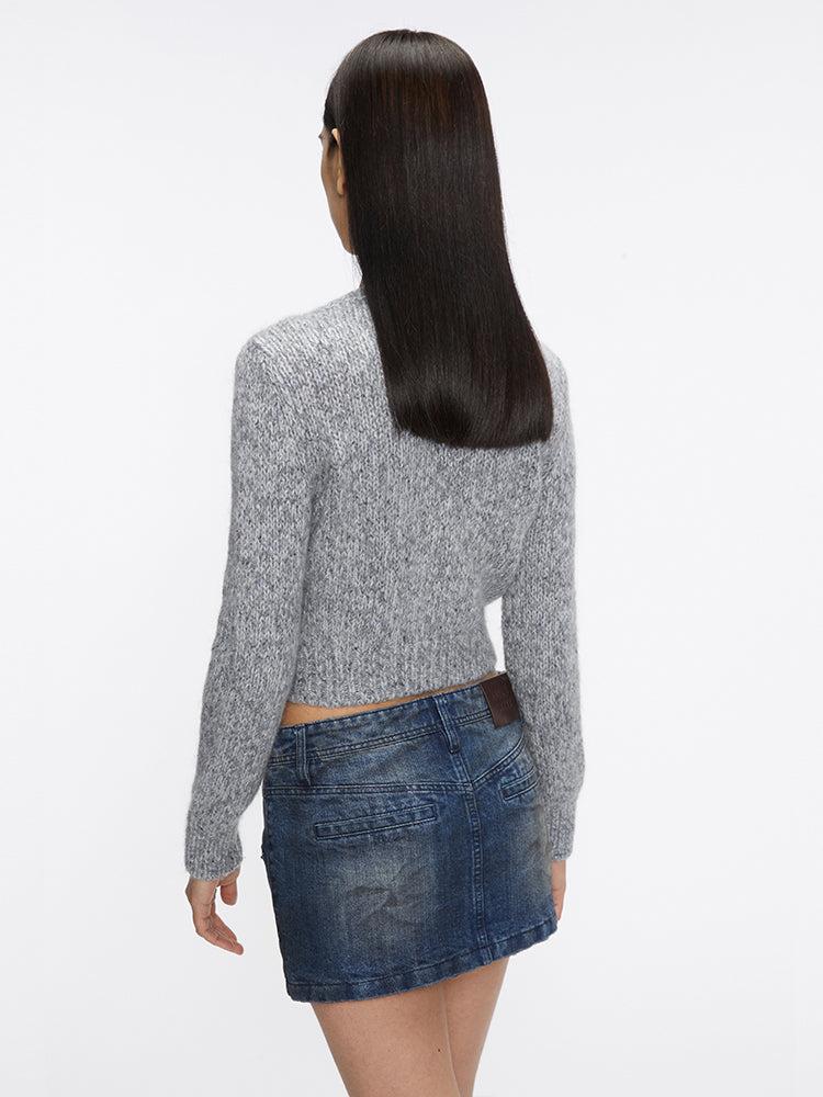 Miss Sixty CREW NECK CROPPED CARDIGAN GREY