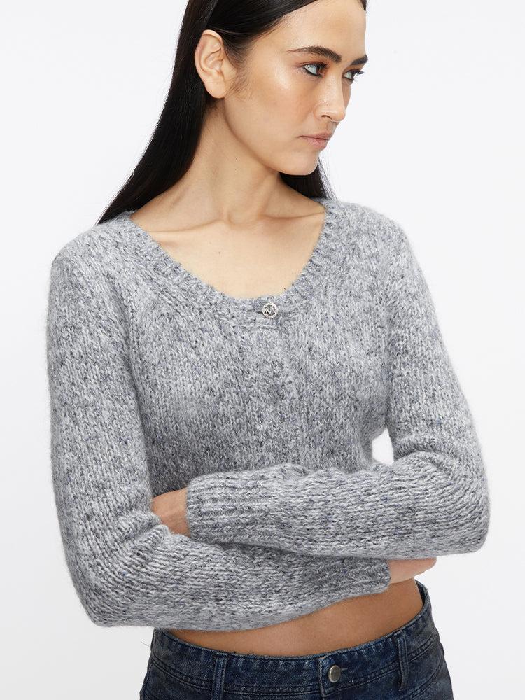 Miss Sixty CREW NECK CROPPED CARDIGAN GREY