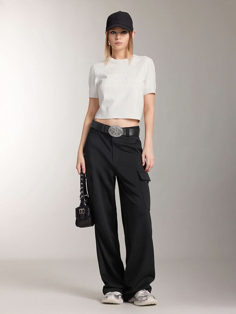 Miss Sixty CREW NECK KNITTED TOP WITH LOGO WHITE