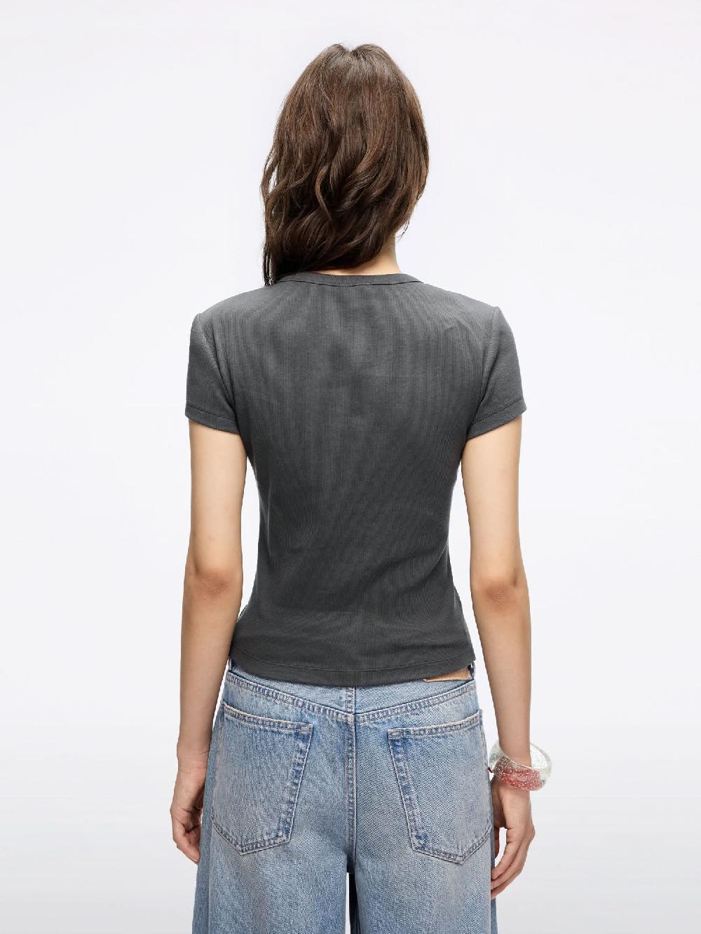 Miss Sixty CREW NECK LIP PRINT T-SHIRT PARIS GREY