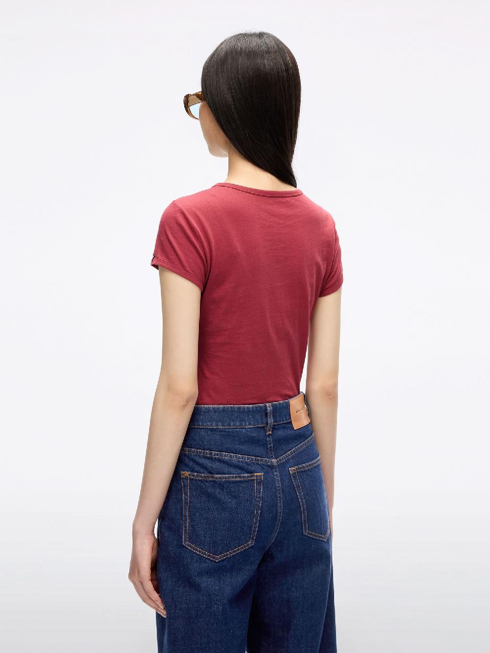 Miss Sixty CREW NECK PATCHWORK T-SHIRT DARK RED