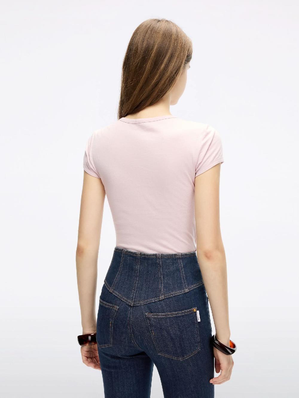 Miss Sixty CREW NECK PATCHWORK T-SHIRT DUST PINK