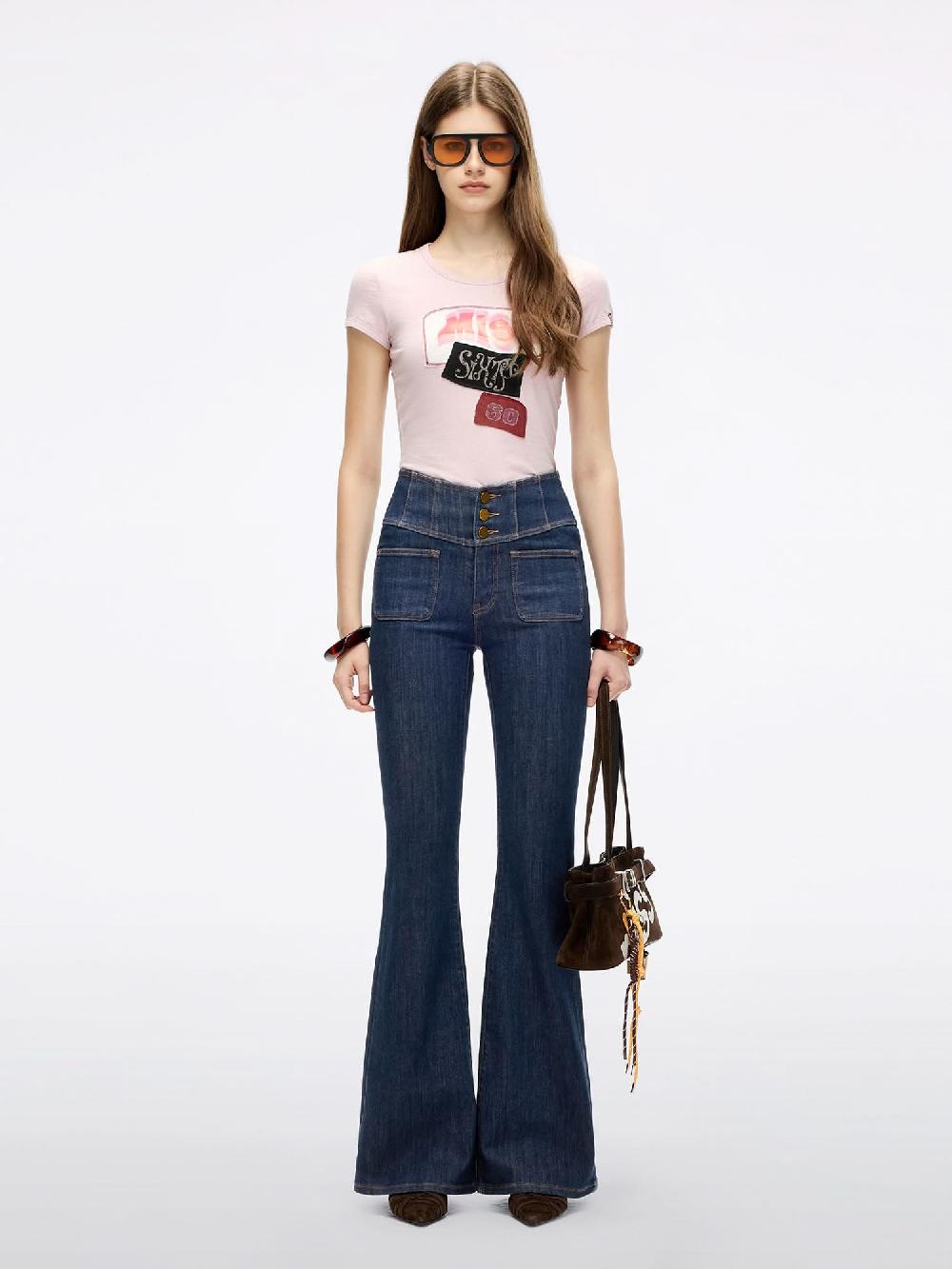 Miss Sixty CREW NECK PATCHWORK T-SHIRT DUST PINK