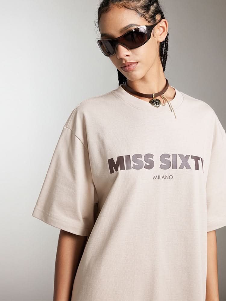 Miss Sixty CREW NECK PRINTED T-SHIRT APRICOT
