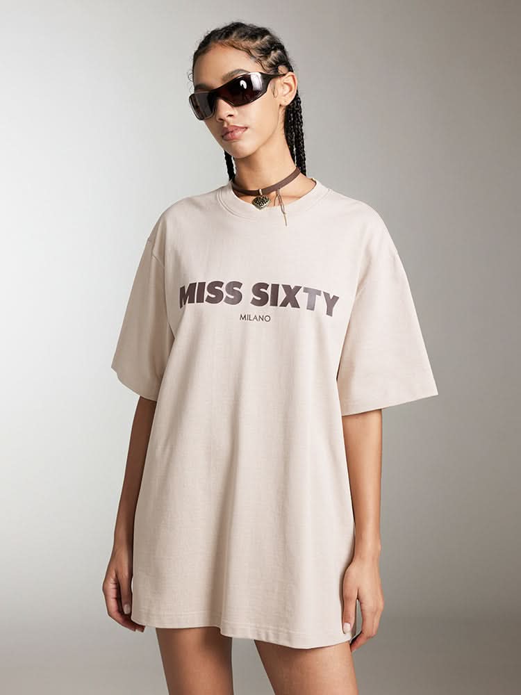 miss sixty CREW NECK PRINTED T-SHIRT APRICOT