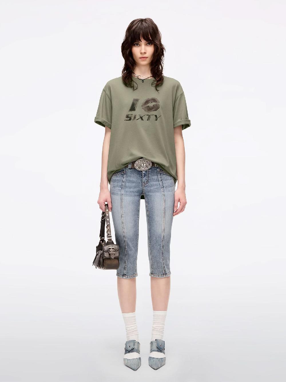 Miss Sixty CREW NECK PRINTED T-SHIRT ARMY GREEN