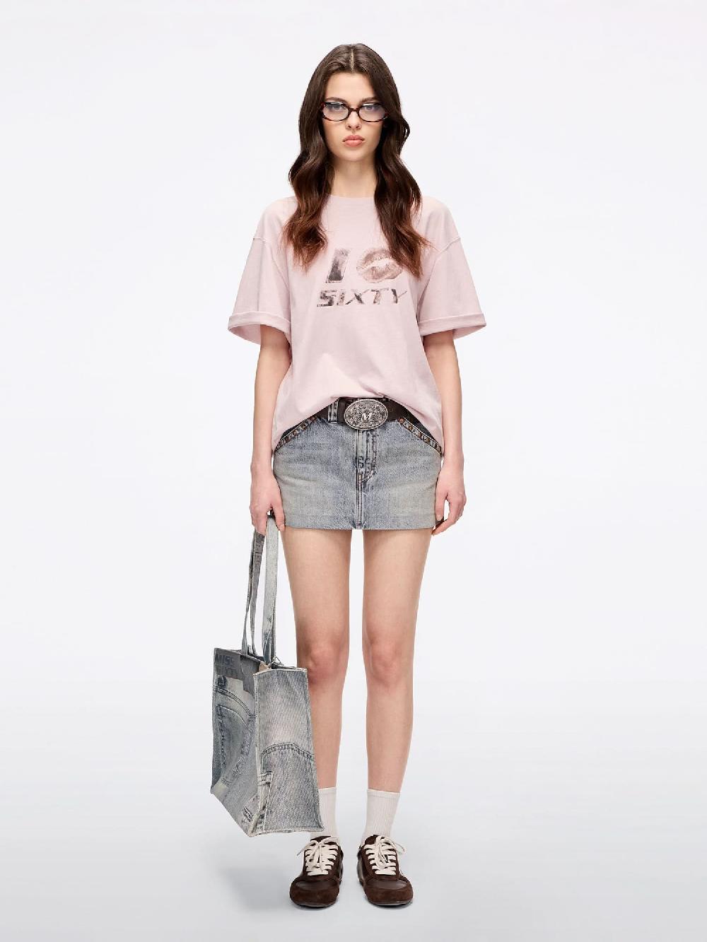 Miss Sixty CREW NECK PRINTED T-SHIRT DUST PINK