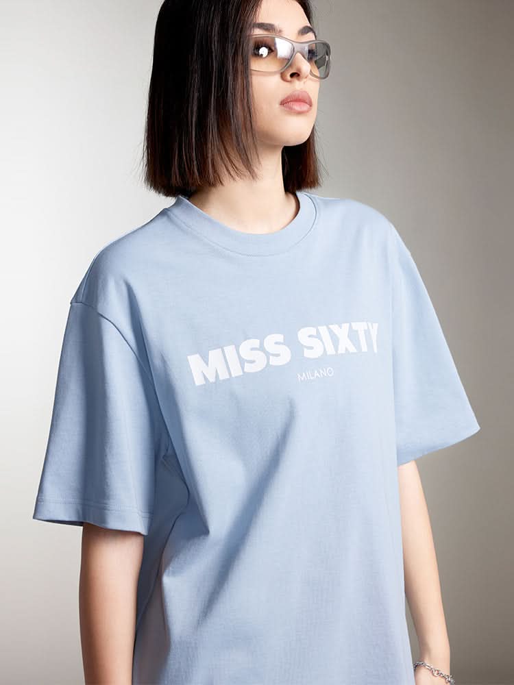 Miss Sixty CREW NECK PRINTED T-SHIRT GREY BLUE