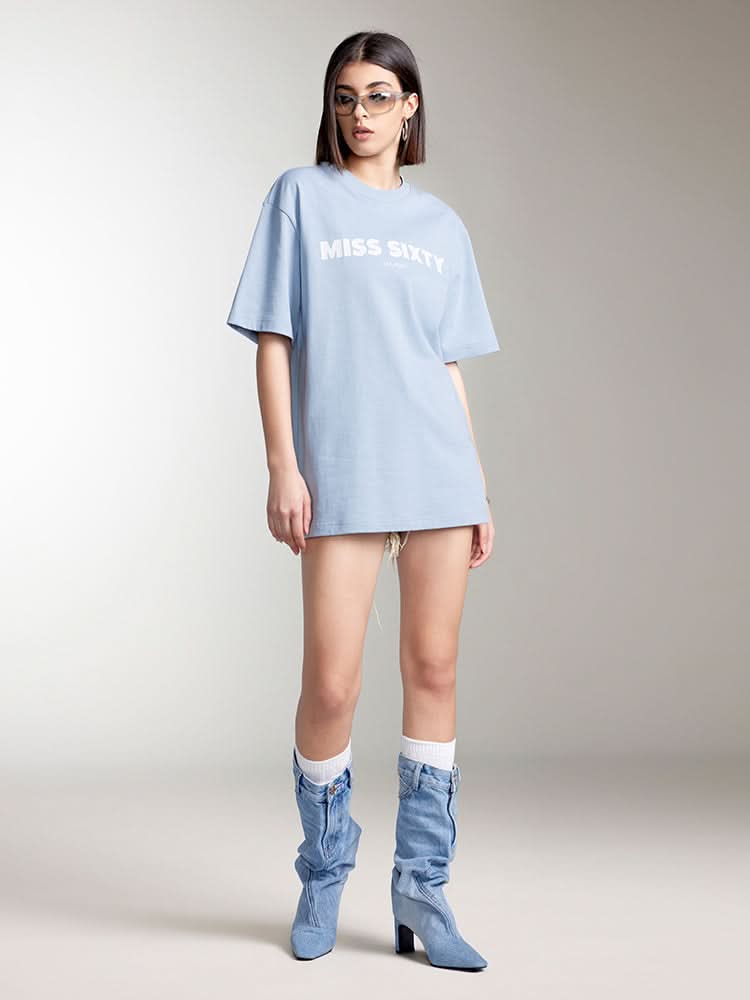 Miss Sixty CREW NECK PRINTED T-SHIRT GREY BLUE