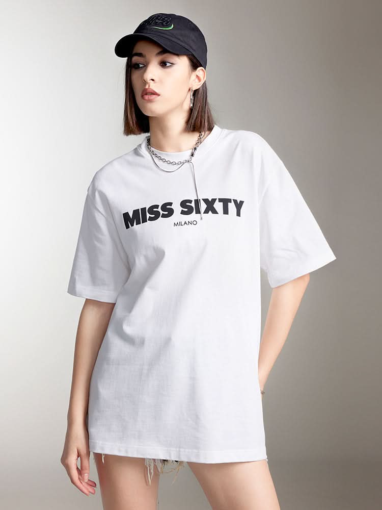 miss sixty CREW NECK PRINTED T-SHIRT WHITE