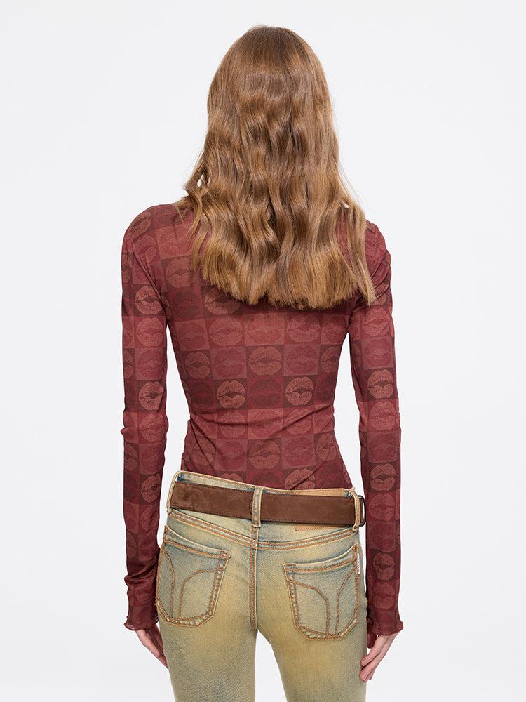 Miss Sixty CREW NECK SHIRT DARK RED