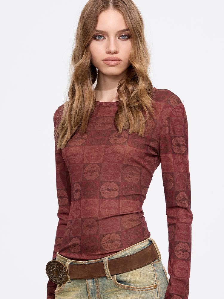 Miss Sixty CREW NECK SHIRT DARK RED