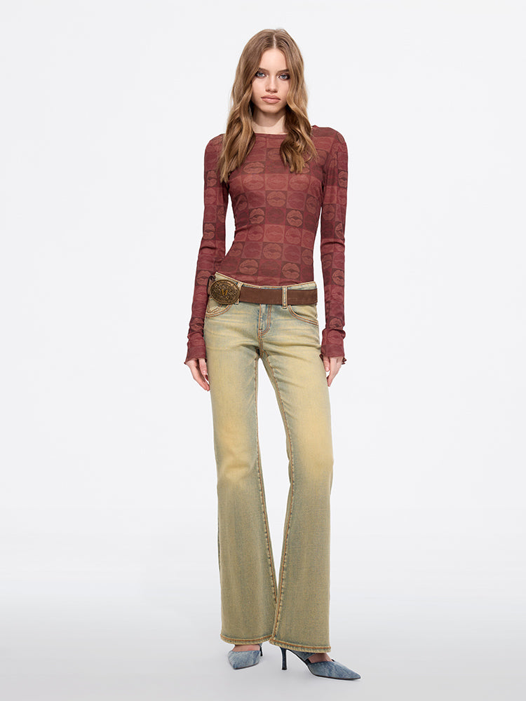 Miss Sixty CREW NECK SHIRT DARK RED