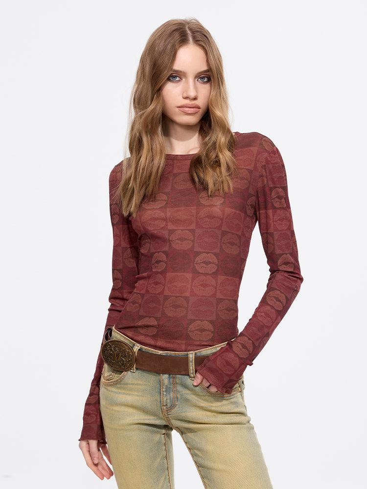 miss sixty CREW NECK SHIRT DARK RED