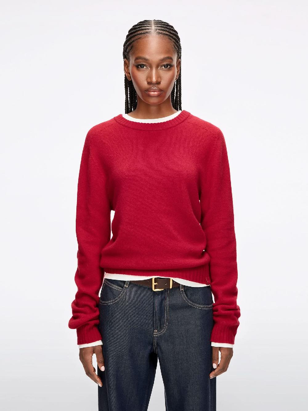 miss sixty CREW NECK WOOL SWEATER BRIGHT RED
