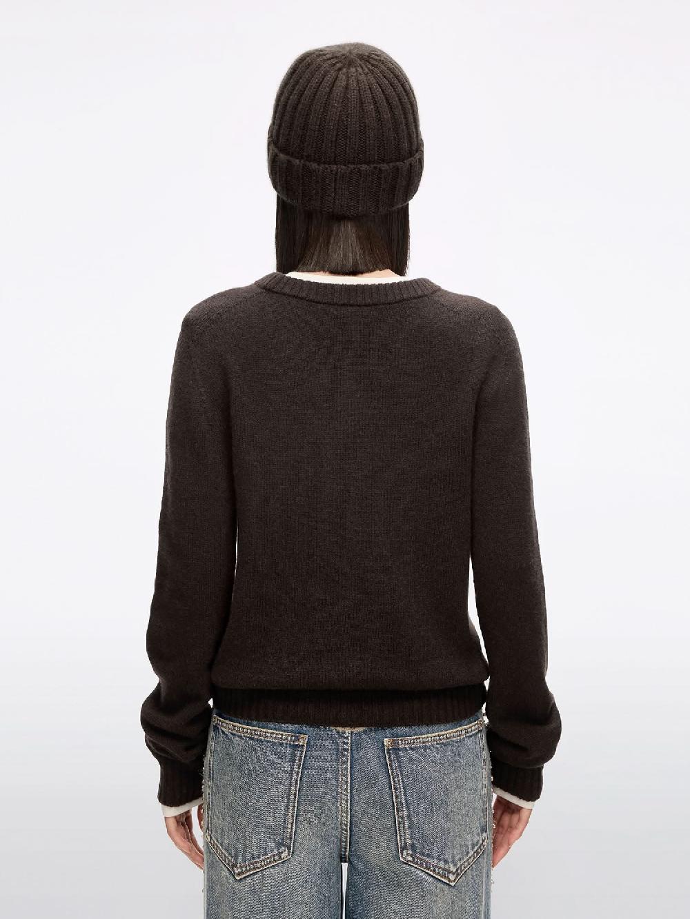 Miss Sixty CREW NECK WOOL SWEATER EBONY BROWN