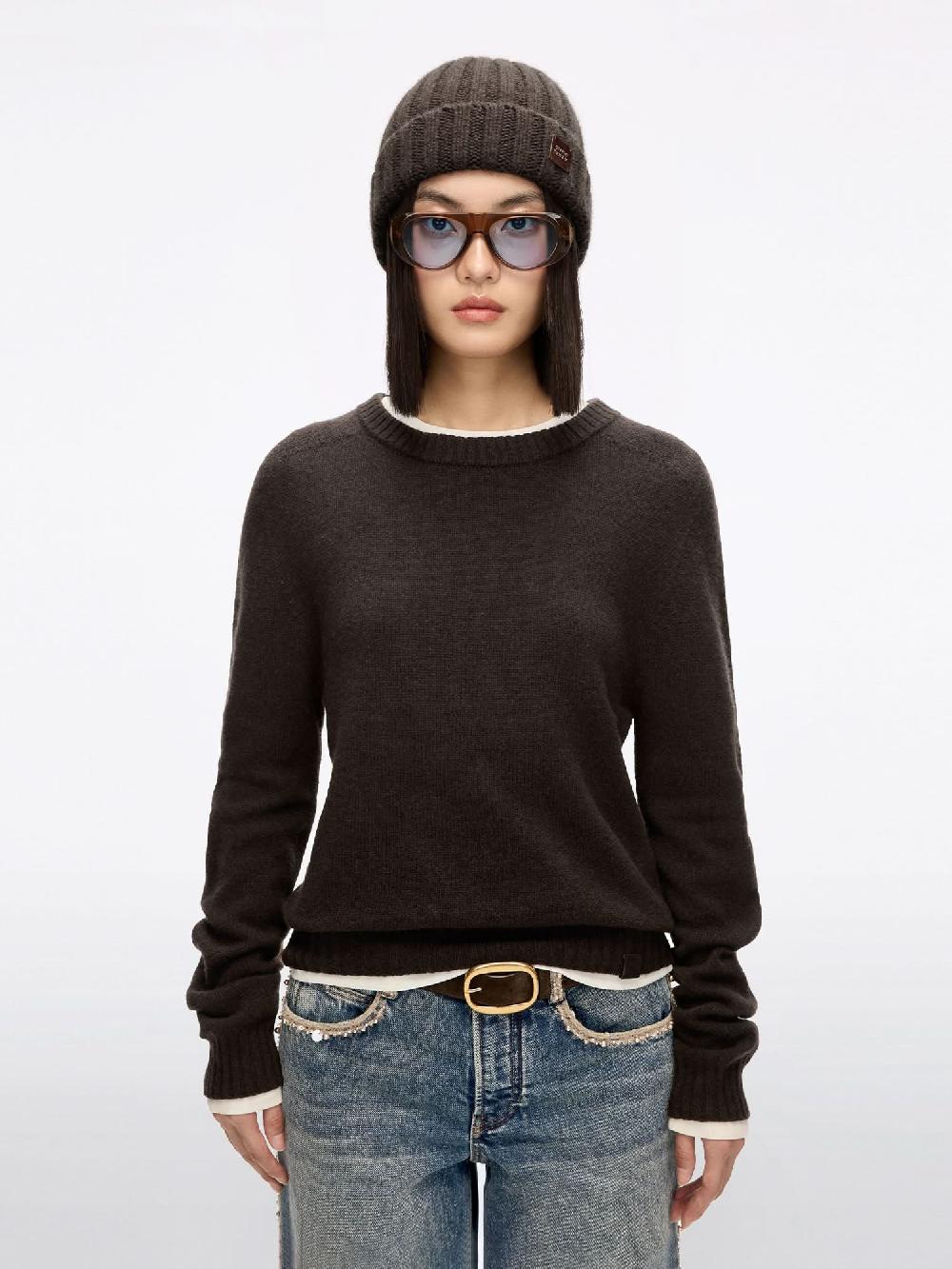 miss sixty CREW NECK WOOL SWEATER EBONY BROWN