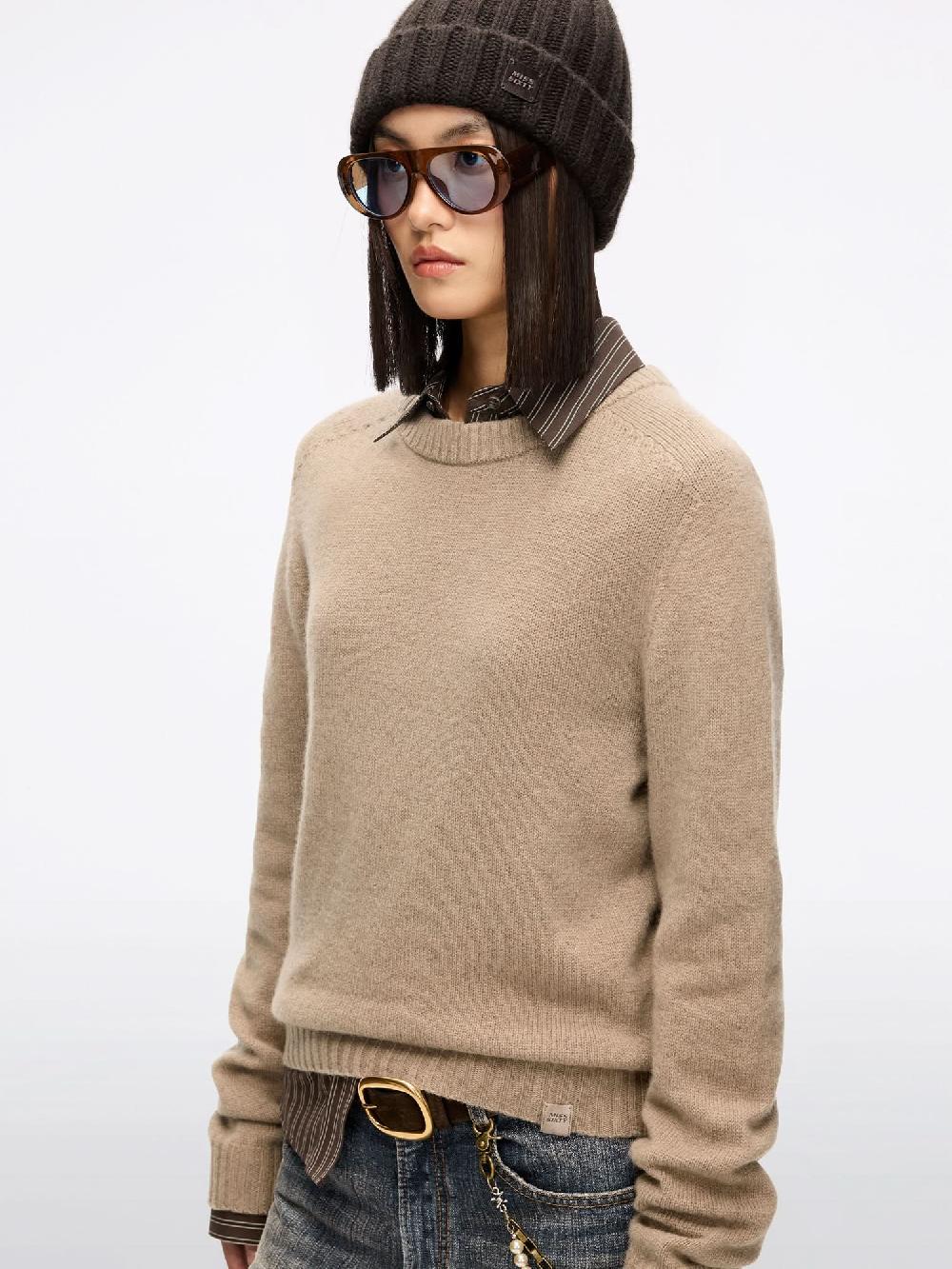 Miss Sixty CREW NECK WOOL SWEATER MOCHA BROWN