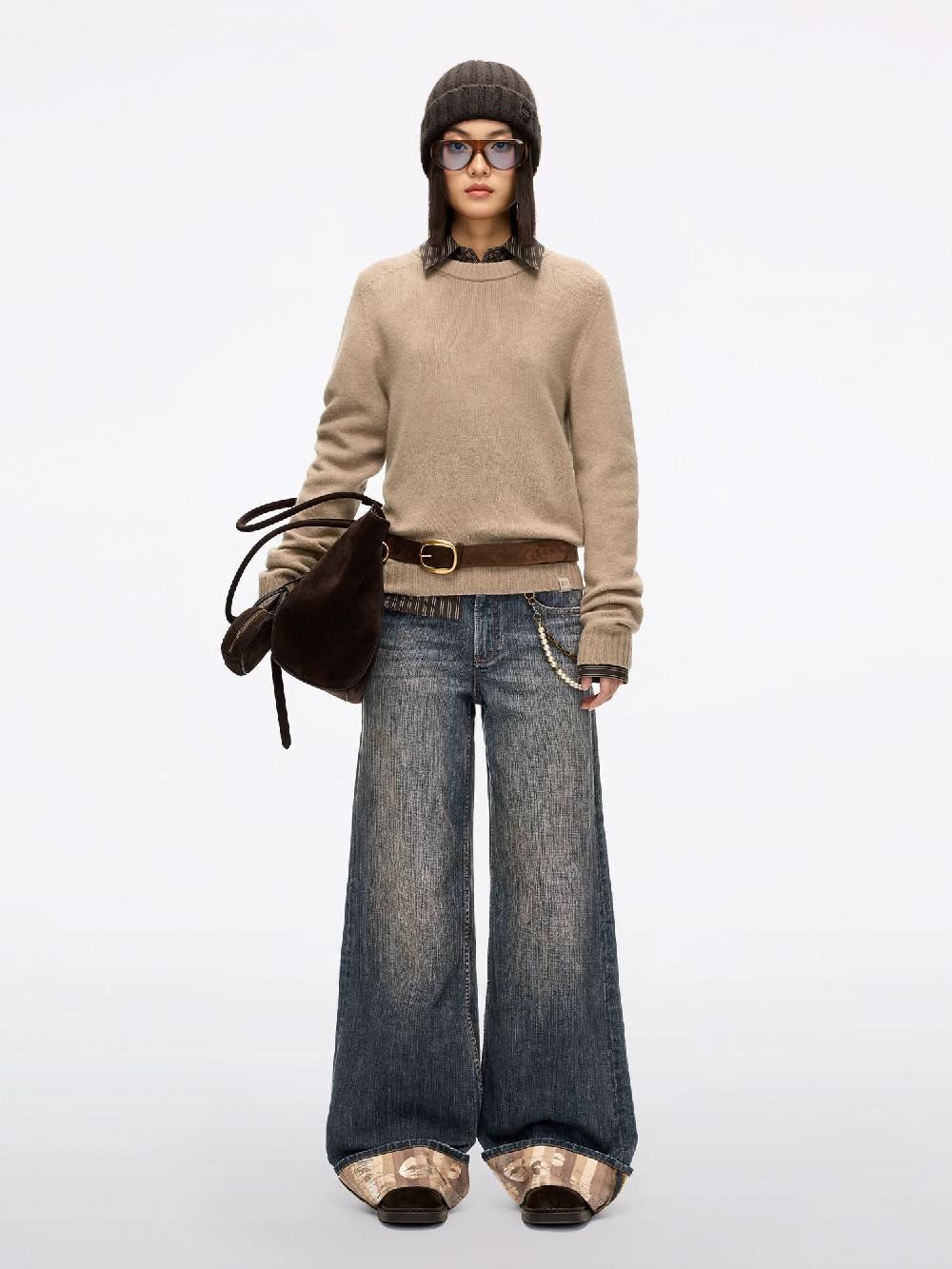 Miss Sixty CREW NECK WOOL SWEATER MOCHA BROWN