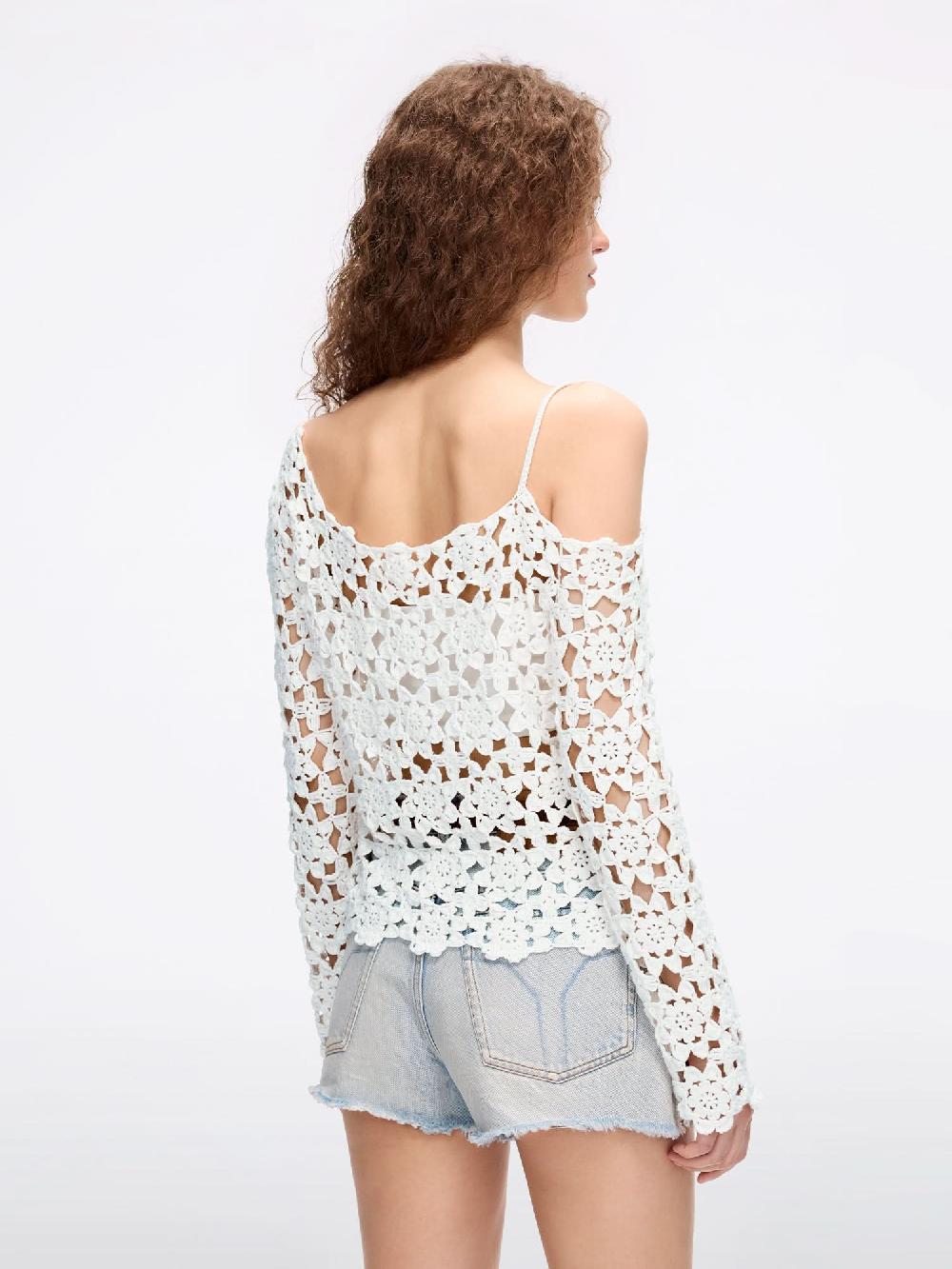 Miss Sixty CROCHET KNIT TOP OFF WHITE