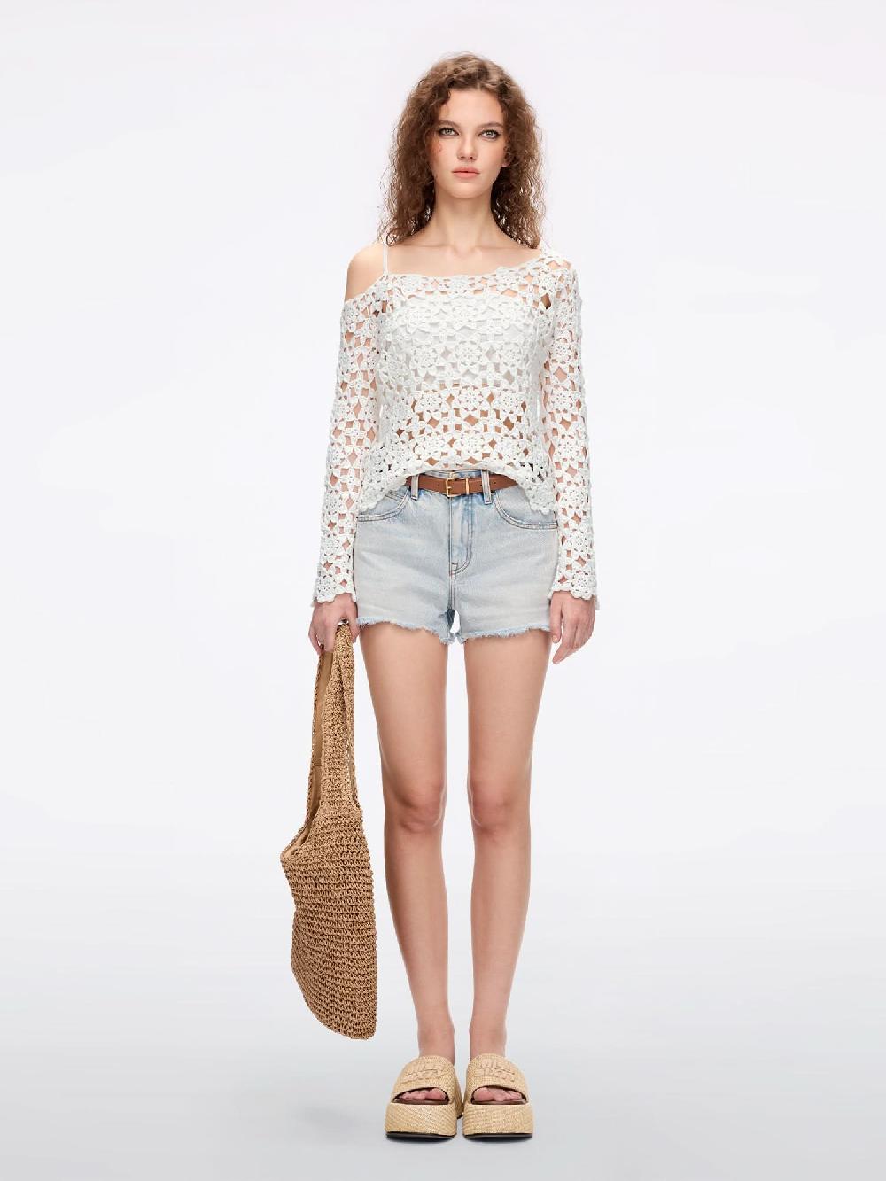 Miss Sixty CROCHET KNIT TOP OFF WHITE