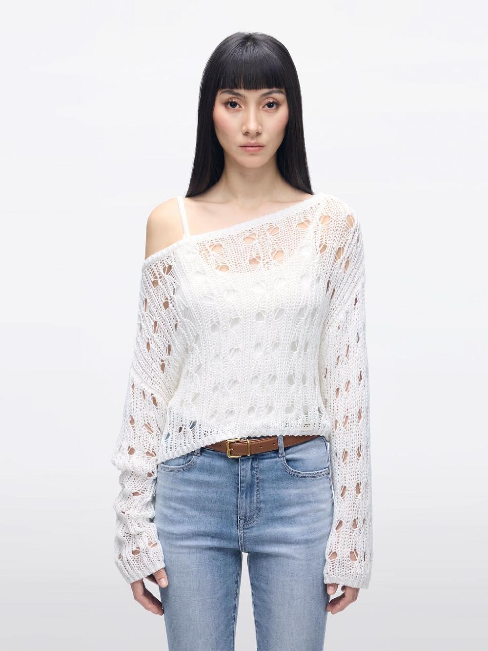 miss sixty CROCHET KNIT TOP WHITE