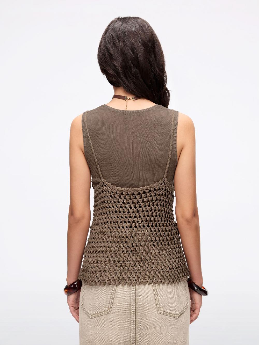 Miss Sixty CROCHET VEST TWO-PIECE SET KHAKI