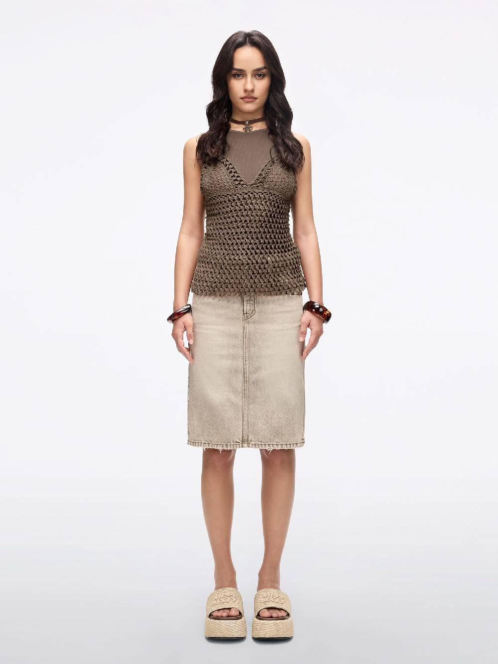 Miss Sixty CROCHET VEST TWO-PIECE SET KHAKI