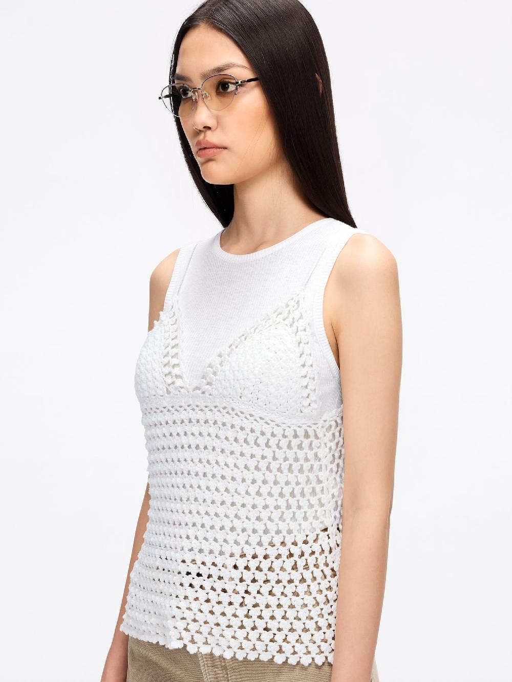 Miss Sixty CROCHET VEST TWO-PIECE SET WHITE