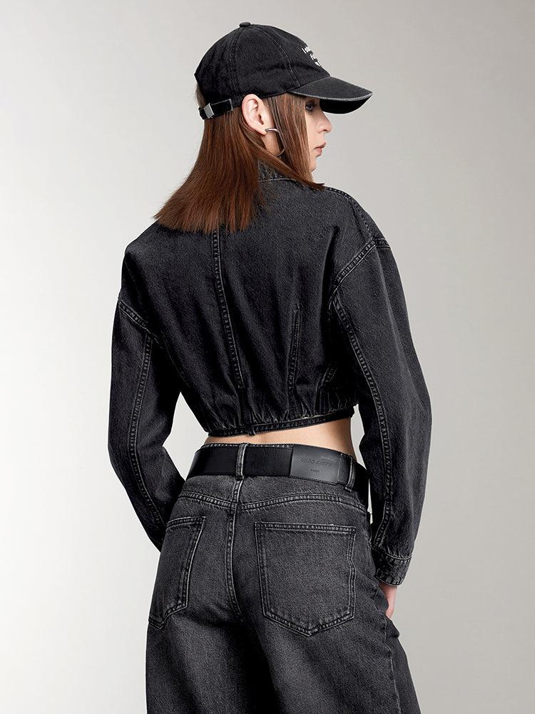 Miss Sixty CROPPED DENIM JACKET BLACK FOG