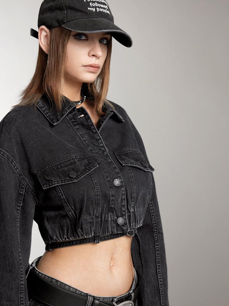 Miss Sixty CROPPED DENIM JACKET BLACK FOG