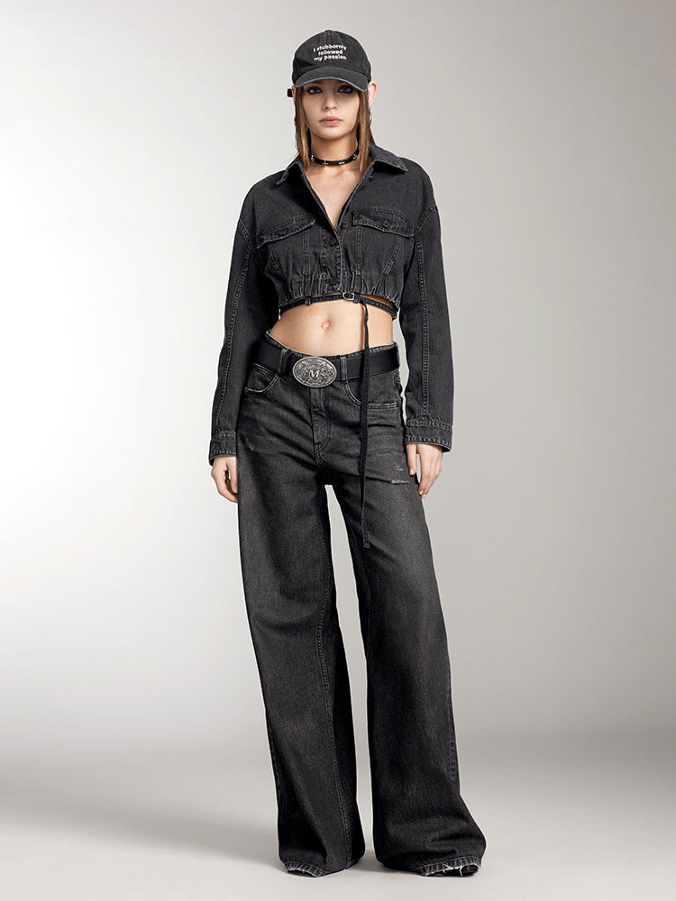 Miss Sixty CROPPED DENIM JACKET BLACK FOG