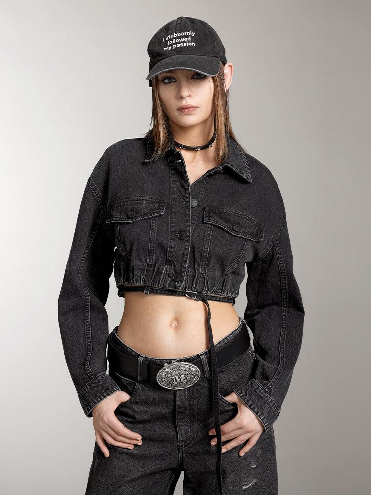 miss sixty CROPPED DENIM JACKET BLACK FOG