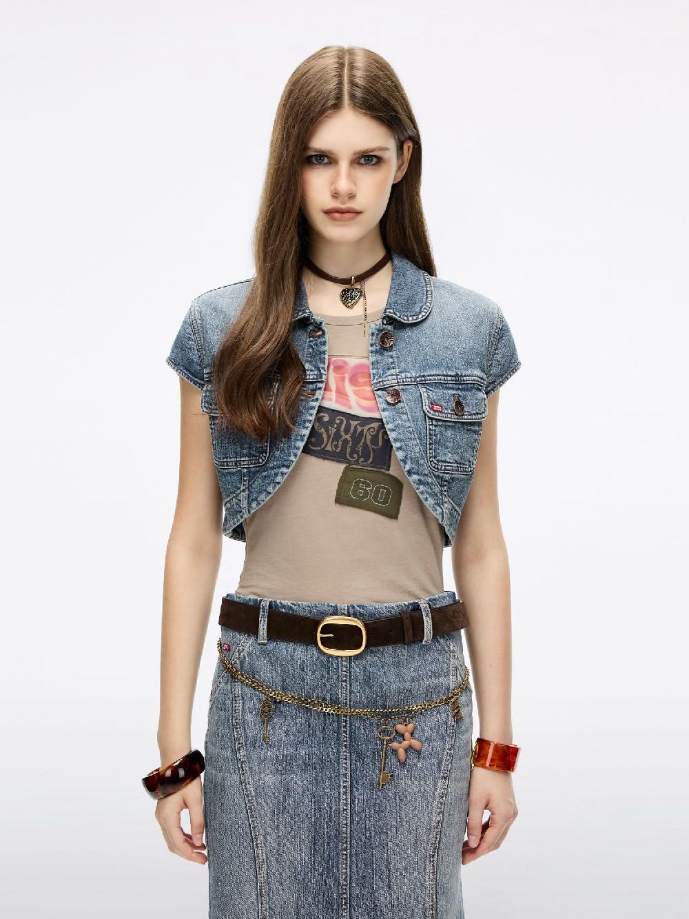 Miss Sixty CROPPED DENIM JACKET MIDDLE BLUE