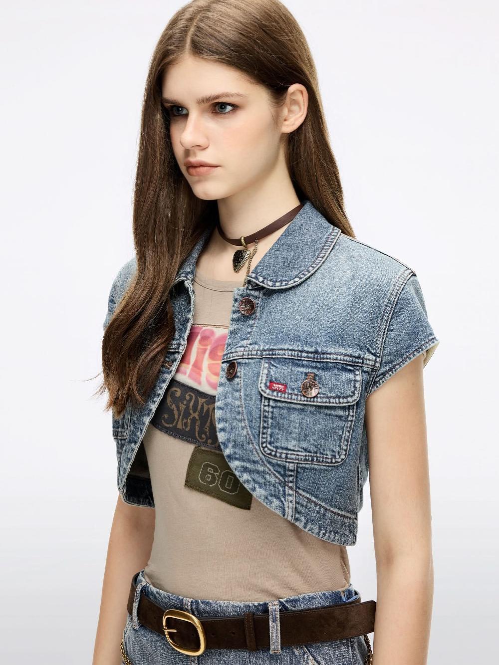 Miss Sixty CROPPED DENIM JACKET MIDDLE BLUE