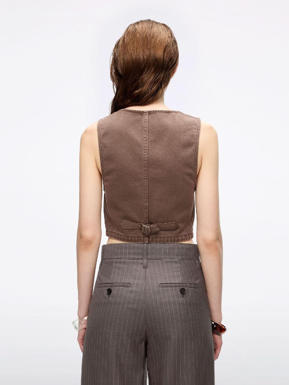 Miss Sixty CROPPED DENIM VEST COFFEE