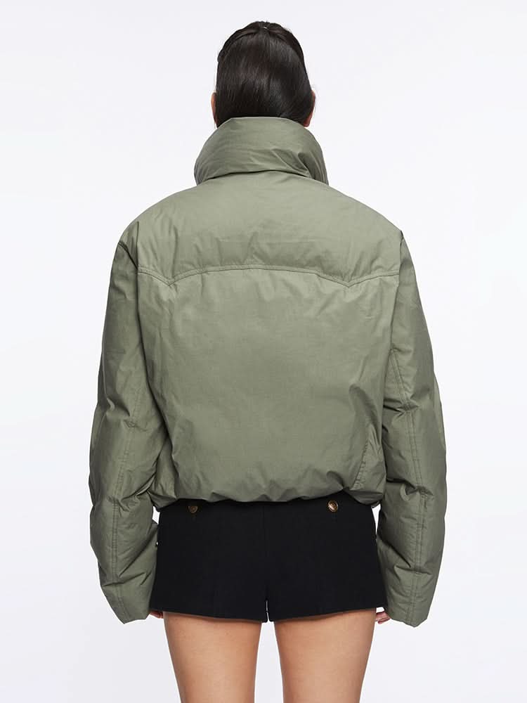 Miss Sixty CROPPED PUFFER JACKET GREEN GREY