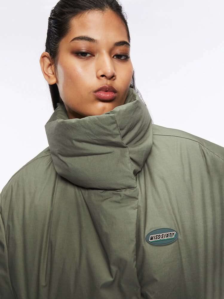 Miss Sixty CROPPED PUFFER JACKET GREEN GREY