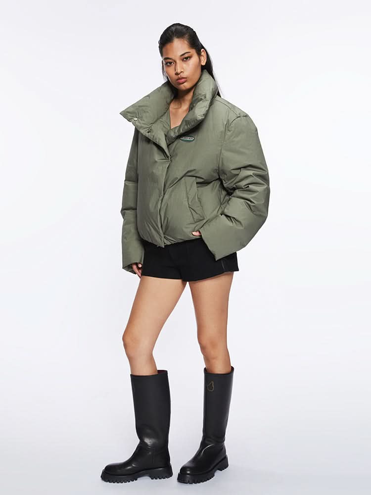 Miss Sixty CROPPED PUFFER JACKET GREEN GREY