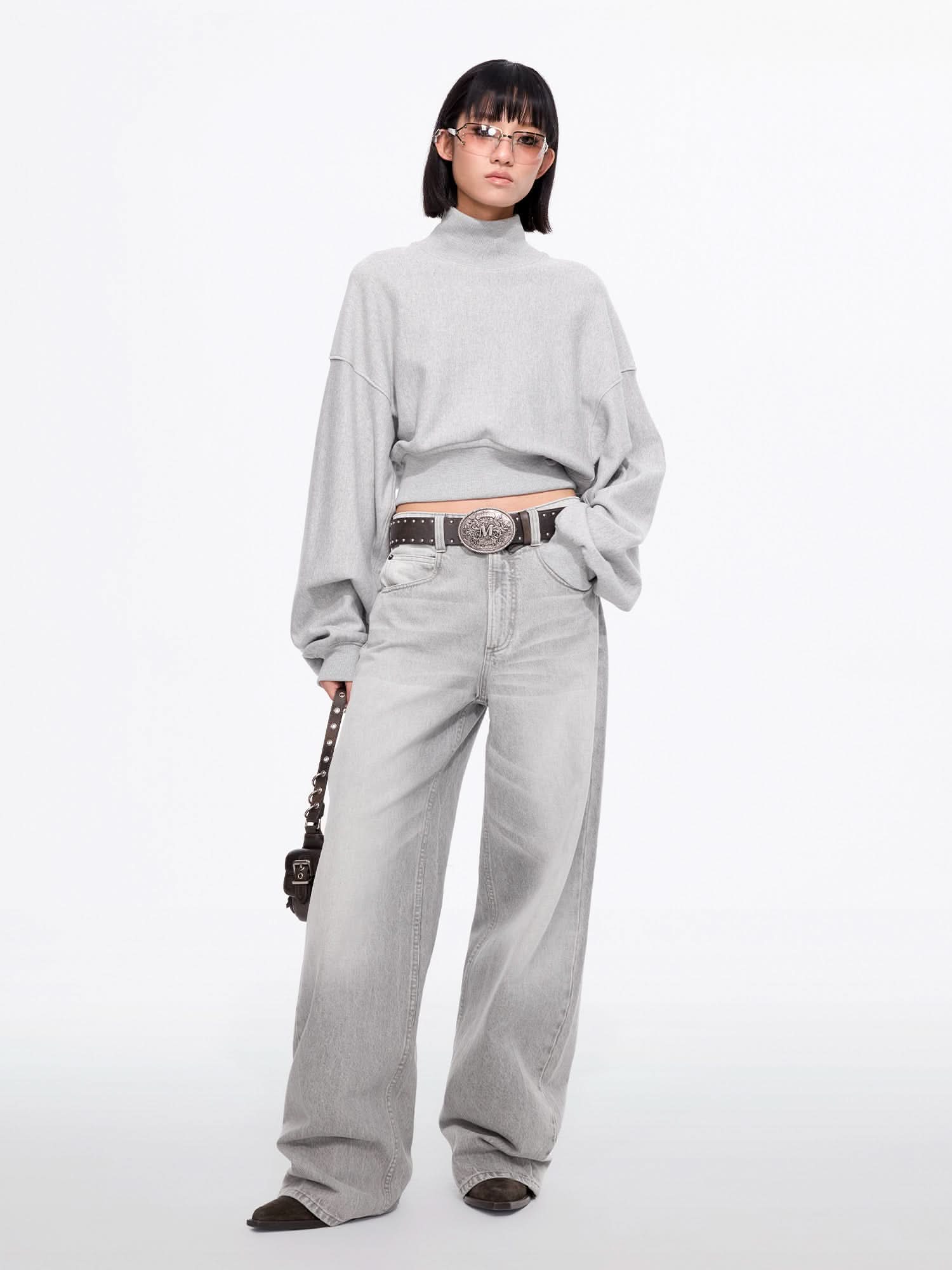 Miss Sixty CROPPED SWEATSHIRT HEATHER GREY