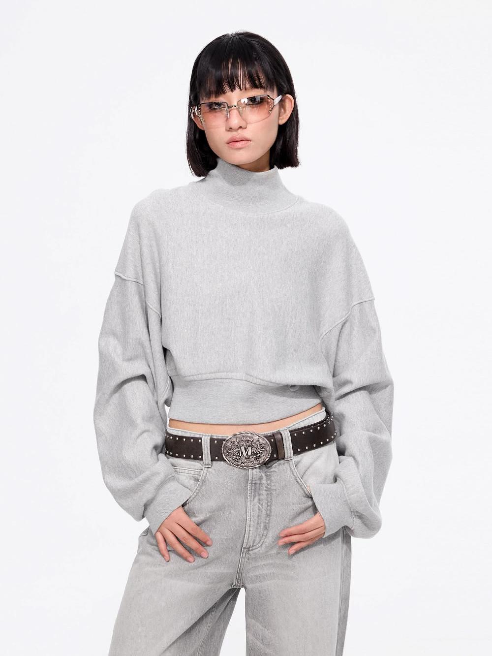 miss sixty CROPPED SWEATSHIRT HEATHER GREY