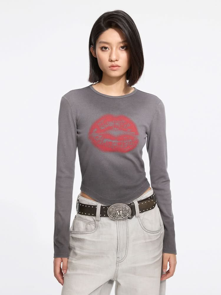miss sixty CROPPED T-SHIRT GREY