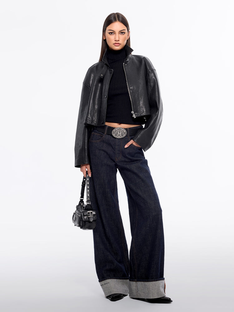 Miss Sixty CUFFED WIDE-LEG JEANS DEEP BLUE