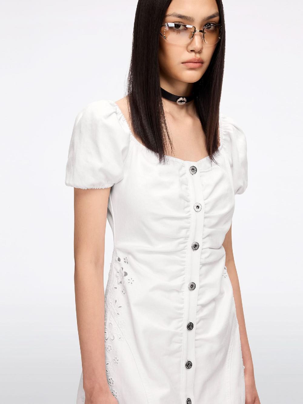 Miss Sixty CUT-OUT DENIM DRESS WHITE